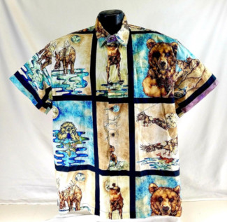 Northwestern Wildlife Hawaiian shirt- Made in USA- Cotton